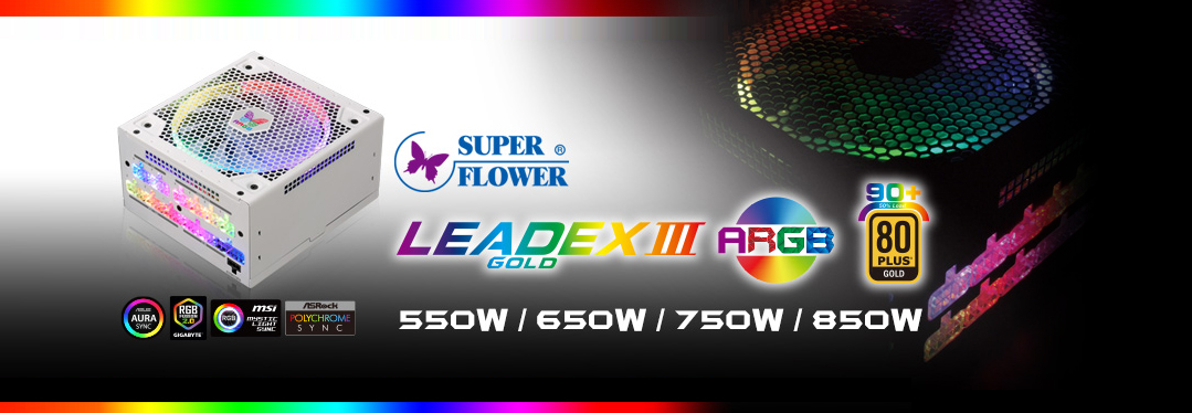Super Fower LEADEX III GOLD ARGB PSU WHITE MODEL Banner