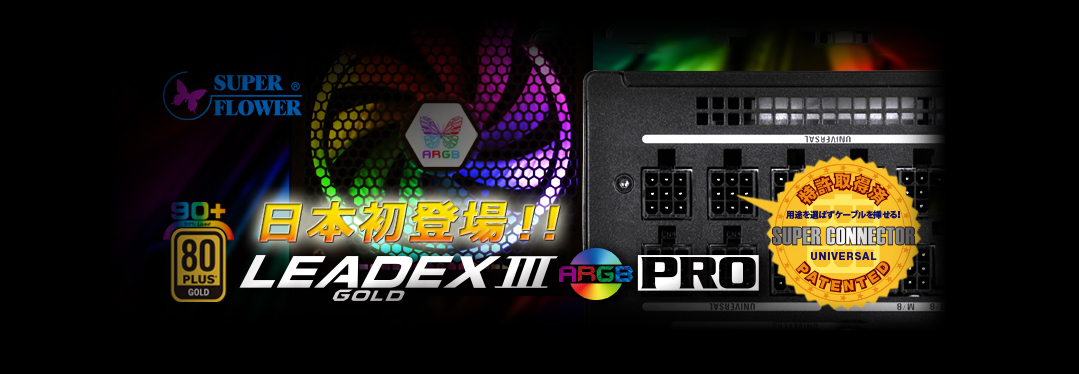 Super Flower LEADEX III GOLD ARGB PRO PSU Banner