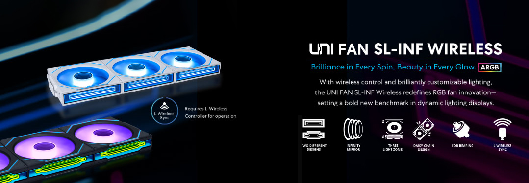 ケーブルレスファン LIAN LI SL-INF Wirelessの全体像