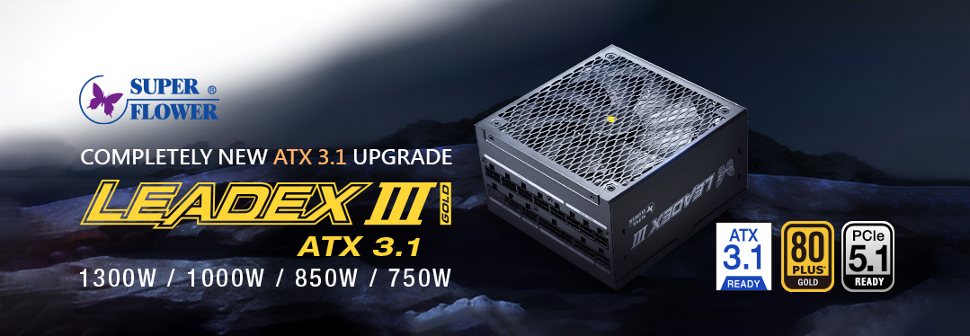 Super Flower LEADEX III GOLD ATX 3.1 電源 (750W-1300W), 80 PLUS Gold, PCIe 5.1対応