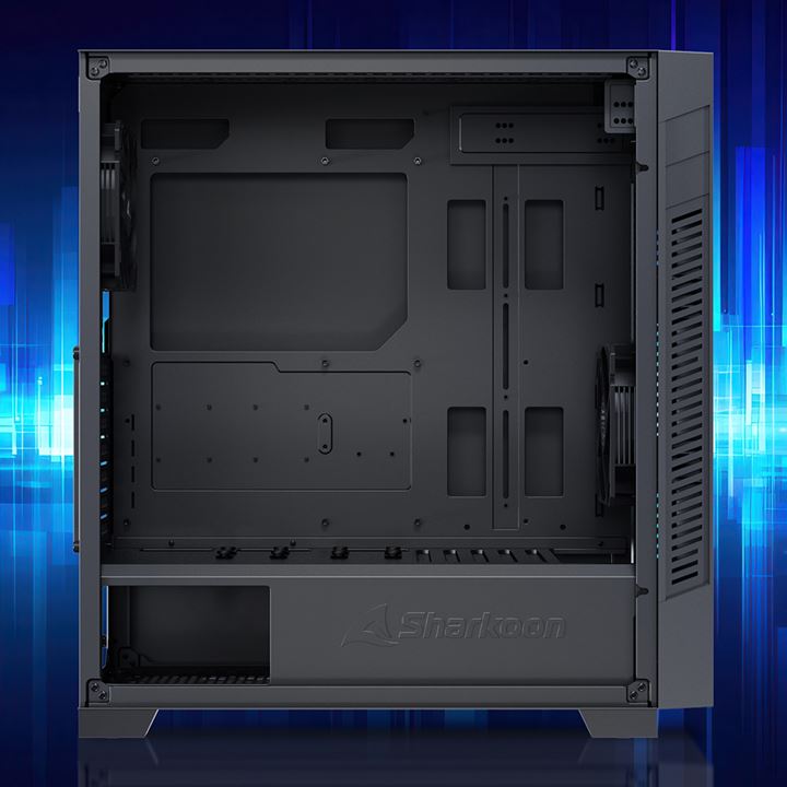 Sharkoon S25-V2 / S25-SilentはI/OパネルにはUSB 3.2 Gen.2 Type-Cポートと2つのUSB 3.0ポートが装備されており、最新の周辺機器への迅速かつ便利なアクセスが可能です