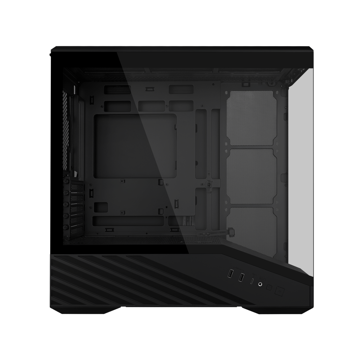 Lian li vector v100 mini | micro-atx | kaljeno steklo 270° | argb osvetlitev | črno računalniško ohišje 2 Lian li vector v100 mini notranjost ohišja s stransko ploščo iz kaljenega stekla