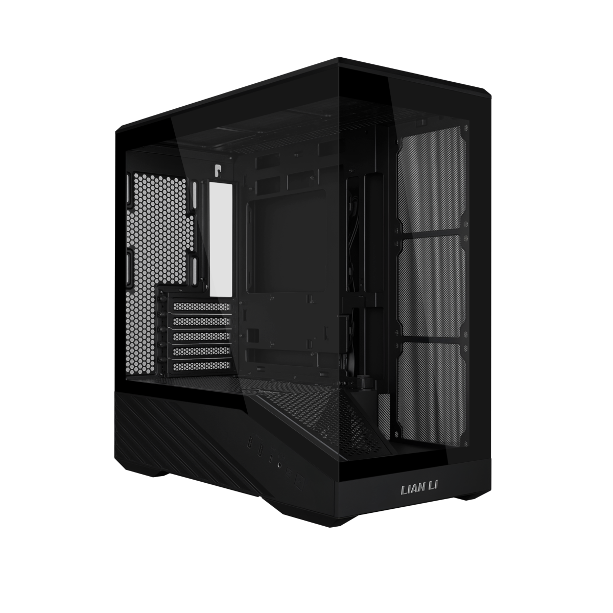 Lian li vector v100 mini | micro-atx | kaljeno steklo 270° | argb osvetlitev | črno računalniško ohišje 1 Lian li vector v100 mini črno micro-atx ohišje s kaljenim steklom sprednji pogled