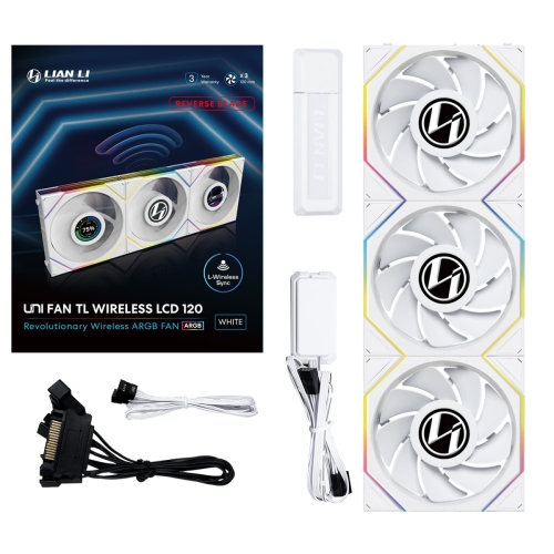 LIAN LI UNI FAN TL Wireless Reverse Ｗhite LCD Model - Triple Pack