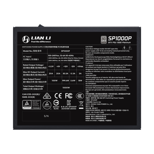 LIAN LI SP Platinum SFX PSU 850W Black