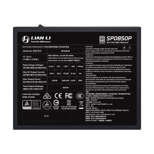 LIAN LI SP Platinum SFX PSU 1000W Black
